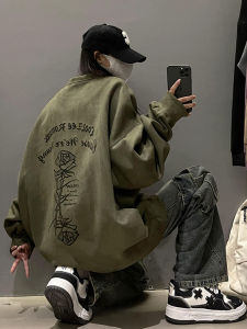 Áo Nỉ Cổ Tròn Không Mũ Nam Mùa Xuân Thu Mới Áo Khoác Rộng Rãi Bên Trong Áo Phông Cổ Tròn Thường Ngày Bằng Vải Nỉ Cotton Pha Trộn