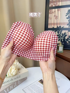 【Luckymeet】Vintage Plaid Seamless Bra - Wireless Push Up for Small Bust Side Smoothing & Anti-Sagging Comfort Invisible skin bra