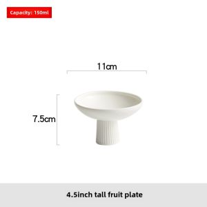 Elegant Ceramic High Footed Plate Japanese Style Restaurant Hotel Dining Utensils Snack Dish Tea Points round Shape Pure Color