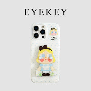 Eyekey Cute Cartoon Polka Dot Girl Phone Case for  16ProMax Flip Cover Mirror Stand Full Protection Soft Silicone Shell