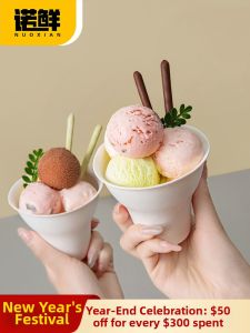 NUOXIAN | Single-use Biodegradable Ice Cream Cup For Desserts Handheld