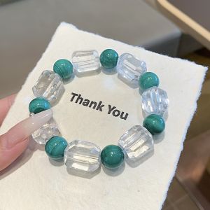 Thời trang tự nhiên pha lê vòng đeo tay nữ mới tự nhiên pha lê trắng cắt mặt đường vuông vòng đeo tay pha lê khối Rubik thiết kế ban đầu malachite năng lượng pha lê vòng đeo tay