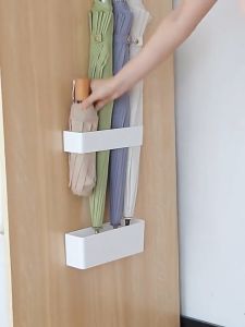 【Woody】 2pcs/Set Home Umbrella Storage Rack Velcro Adhesive Wall-mounted Umbrella Holder Hanger Organizer Umbrella Stand