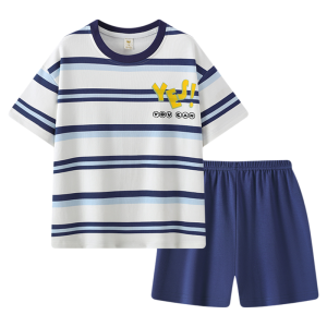 Bộ đồ ngủ bé trai MiiOW Cat Person bằng cotton tay ngắn cổ tròn