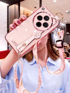 Oppo Find X8 Silicone Phone Case Womens Crossbody Strap Anti-fall Creative Wristband Soft Protective Cover for OPPO Phones