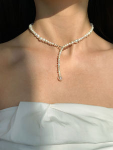 Baroque Natural Freshwater Pearl Necklace QuanZhu Fine Small Beads Sweater Chain Adjustable 45cm Autumn Winter Fashion Jewelry