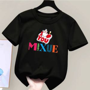 Kaos anak cewek usia 2-12 thn gambar i love u mixue baju oblong anak lengan pendek