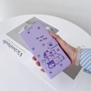 Ví Điện Thoại Da Hình Mèo Cho Samsung Galaxy A Series - Ốp Chống Sốc Từ Tính Chống Xước Có Khe Đựng Thẻ Và Chân Đế