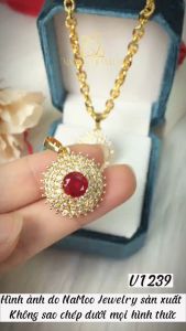 Dây Chuyền Nữ Mạ Vàng V10D+V1239 Đánh Đá Đỏ Sáng Xinh Cho Nàng