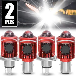2pcs Motorcycle LED Lens Bulb H4 3 Claws High Brightness Motorcycle Wide Pressure Lens Fan Spotlight BA20D Double Claw LED Headlight