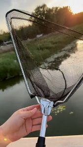 สวิงตักปลา ที่ตักปลา กระชอนตักปลา ที่ช้อนปลา ที่ช้อนกุ้ง ขนาด 1.5/1.7/1.9/2.1ม ด้ามจับอลูมิเนียม พับได้ กระชอนปลา กระชอน