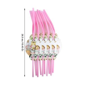 ชุดจานชามสีชมพูลายสัตว์ใช้แล้วทิ้งผ้าเช็ดปากถ้วยกระดาษตกแต่งลายป่าซาฟารีตกแต่งงานเลี้ยงวันเกิดเด็ก