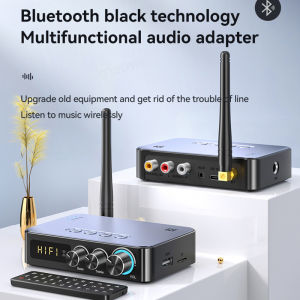 DISOUR NFC Bluetooth 5.1 Audio Receiver Transmitter 3.5mm AUX RCA Wireless Stereo Music Adapter FM Radio U Disk/TF Card Player With IR Remote Support Karaoke