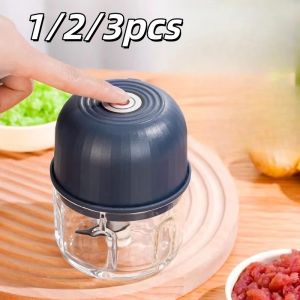 1-3pcs Electric Garlic Crusher Precision Steel Knife USB Kitchen Tool Fast Charging Onion Ginger Pepper Vegetables Food Grinder