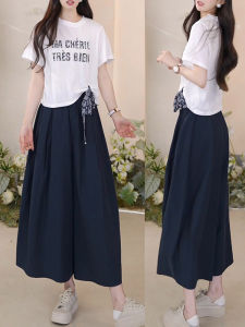 Shalldoer | Unique Print High Waist Wide Leg Pants Short Sleeve T-Shirt Set Womens Fashion Summer Outfit Casual Comfortable Two-Piece Set