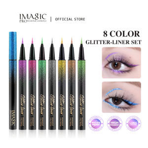 IMagic 8 màu long lanh-Bộ bút kẻ bền lâu trang điểm mắt kẻ mắt không thấm nước mắt có sắc tố cao