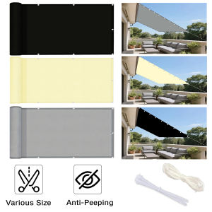 Balcony Privacy Screen Awning,Outdoor Shade Cloth Garden Fence Cover Apartment Railing Protector with Rope Tie-Downs