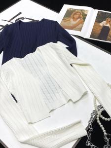 Elastic Knitted Short Hollow out Shoulder Pad Pure Color Versatile Small Jacket Outerwear CCA Pure Desire Spicy Girl Style