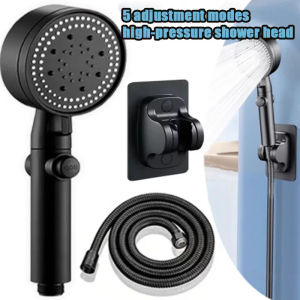 High-pressure Shower Head Set 5 Modes of Adjustment Showerhead with Hose Water-saving One-touch Stop Bathroom Accessories