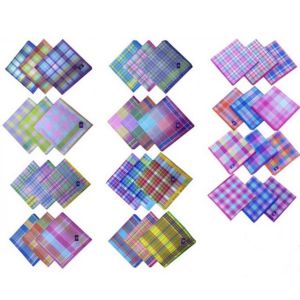 Poposy 12Pieces Handkerchief Cotton Panyo Cannon Checkered Scarves