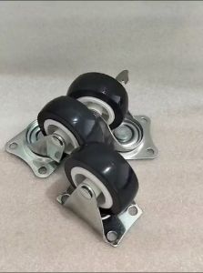 Roda 2 inch PVC Hitam plate (Mati/Hidup/Rem) Roda Etalase troli furniture Nylon
