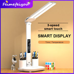โคมไฟตั้งโต๊ะ โคมไฟอ่านหนังสือ นาฬิกาดิจิตอล led โคมไฟแบบชาร์จ rechargeable table lamp โคมไฟหนีบโต๊ะ สามารถความสว่างของสีอ่อน 3 ชนิด