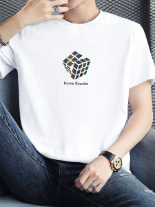 WANTELU | T-Shirt Mens Loose Fit Cotton Round Neck White