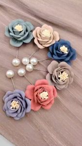 Pearl Flower Needle Brooch Pin Mutiara Brooch Scarf Pin Muslimah Hijab Pin Kerongsong