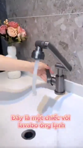 Bộ Vòi rửa Lavabo Đầu Xoay 720 Độ Thông Minh Vòi Nước Nóng Lạnh Lõi Đồng Nguyên 2 Chế Độ Xả