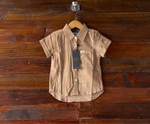 Kemeja anak lengan pendek motif polos warna Mocca best seller bisa cod