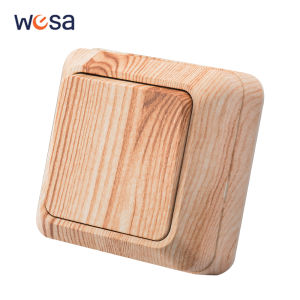 WESA Wood Wall Mount Switch Classic Flame Retardant Plastic Panel 1 Gang 1 Way Vintage Imitation Wooden Color Wall Switch 16A AC