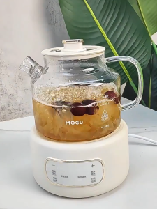 MOGU Multifunctional All Glass Health Kettle 1.2L Boiling Water Cup Electric Hot Water Pot KBE819 Large-Capacity Baby Thermostatic Milk Regulator Health Pot Household Small Tea Kettle tea pot stew pot Gift Hot Water Bottle