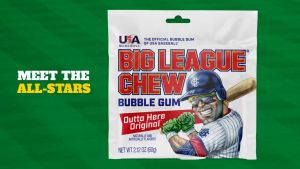Big League Chew Bubble Gum หมากฝรั่งฝอยแบบเคี้ยว กลิ่นผลไม้ ขนมคลาสสิกจากอเมริกา ห่อ 60 g.