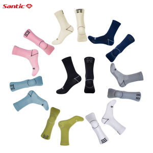 Santic ถุงเท้าปั่นจักรยานสำหรับผู้ชายและผู้หญิง ถุงเท้าจักรยานถนนและเสือภูเขา ถุงเท้ากีฬากลางแจ้ง วิ่ง ระบายอากาศ สะท้อนแสง กันลื่น แห้งเร็ว WZ24P189