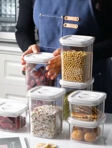 600ml/1300ml/2000ml Upgraded Food Storage Organizer PET Material Food-grade Household knob sealed jar Portable Waterproof Tank Transparent Leakproof Sealed Jar Grain Food Fresh Box Multigrain Storage Tank Kitchen Dry Food Candy Pasta Dried Fruit