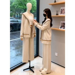 LIANGYILAILIN | Lazy Style Hooded Sweater Loose Pants 2026 Winter