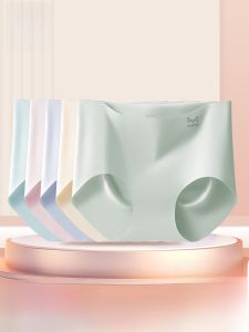 MiiOW | Ice Silk Seamless Womens Underwear Yoga Sports Fitness Triangle Panties High Waist One-Piece Pure Color Simple Style Youth