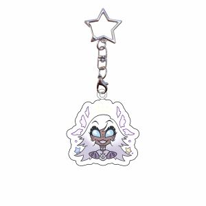 Bandai | for Popular Anime Hazbin Hotel Vox Alastor Charlie Lucifer Velvet Q Version Acrylic Keychain Ornament Backpack Pendant Fans Gift