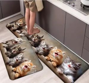 VIKAMA 1/2pcs Cat Kitchen Rug Corridor Entrance Runner Soft Comfortable Laundry Room Bedroom Floor Mat Home Decor