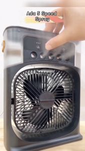 6 Inches Air Conditioner Cooling Fan With 5 Sprays 7 Colours Lighting Portable Fan Mini Kipas Mini Fan Air Humidifier USB Desktop Mini Aircond Air Cooler 风扇
