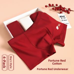 MiiOW | Pure Cotton Antibacterial Boys Underwear Catman Childrens Boxer Shorts Elastic Waist Four Corner Pants For Teenage And Big Kids