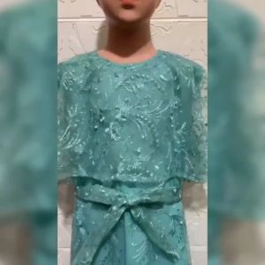 Dress Midi Anak Perempuan Terbaru Full Brokat Mutiara/Dress Talita Kids 7-14 Tahun/Dress pesta