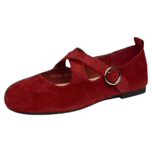 Josiny | Ballet Style Red Mary Janes Flats Soft Bottom Shoes