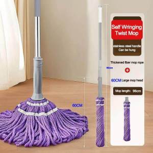 Automatic Self Wringing Lazy Mop Squeeze Hands Free Quick Wring Floor Cleaning Mop Household Cleaning Hardwood Tile Large