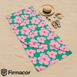 Beast Kingdom | Retro Pink and Green Flowers Cartoon Anime Beach Towel Microfiber Quick Dry Super Absorbent Soft Bath Towel for Adults Travel