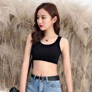 Black Yoga Chest-Wrapped Camisole Womens Summer Workout Beauty Back Skinny Running Training Sports Shockproof Gathering Tide