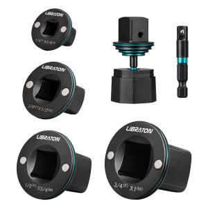 LIBRATON 5pcs Low-Profile Impact Socket Adapter Set 1/4 to 3/8 3/8 to 1/2 1/2 to 3/4 3/4 to 1 1/4 Hex Adapter Magnetic Drive