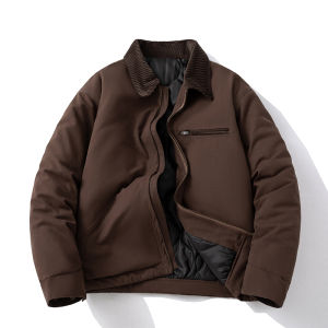 American Retro Detroit Parka Jacket Cotton-Padded Coat Mens Fall and Winter Washed Pure Cotton Loose Casual Thicken Cotton Clothes Coat