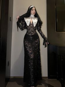 CIEHCHIE | ชุดนักบวชเซ็กซี่ ชุดนักเรียนสีดำ เลื่อมลูกไม้ โปร่งใส สไตล์สตรีท ชุดพยาบาล Pure Desire คุณอุปการคุณ