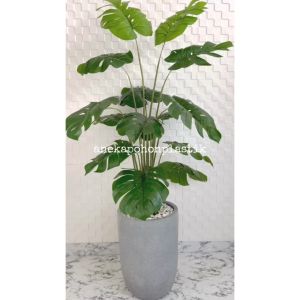 Pohon Daun Tanaman Artificial Monstera Latex T180 Pot Terasso Abu Dekorasi Pajangan Ruangan Cafe Aesthetic
